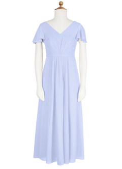 Azazie Peony Junior Robe Trapèze en Mousseline de soie Plissée Lavande image6