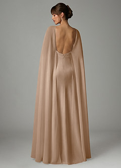 Azazie Stefania Bridesmaid Dresses Taupe A-Line Stretch Satin Dress image4