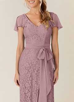 Azazie Knox Mother of the Bride Dresses Dusty Rose A-Line V-Neck Chiffon Dress image5
