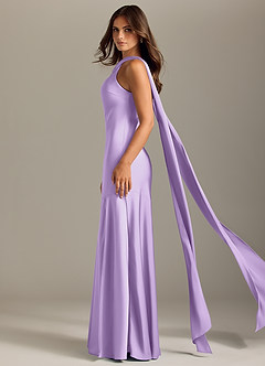 Azazie Kinsley Bridesmaid Dresses Lilac Mermaid Side Slit Stretch Satin Dress image4