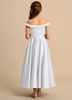 Azazie Teeny Junior Formal vestidos de niña de las flores Vestido de Blanco de Satin Mate de Corte En A con Plisado image2