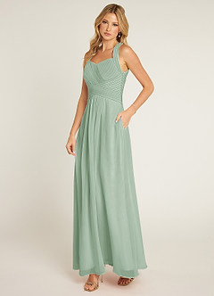 Azazie Claudia Bridesmaid Dresses Agave A-Line Sweetheart Neckline Chiffon Dress image2