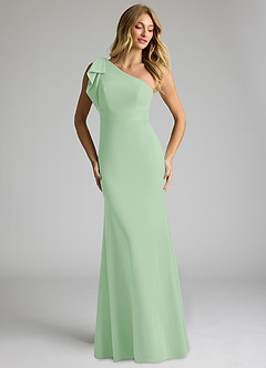 Azazie Rinna Bridesmaid Dresses Dusty Sage Mermaid One Shoulder Stretch Crepe Dress image3