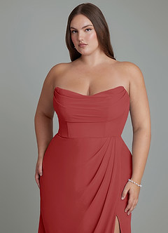 Azazie Johana Bridesmaid Dresses Rust Mermaid Off the Shoulder Chiffon Convertible Dress image15