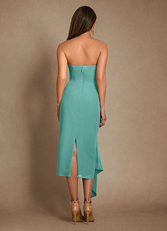 Azazie Dinanta Mother of the Bride Dresses Aqua Column Pleated Chiffon Dress image3