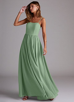 Azazie Calianna Bridesmaid Dresses Matcha A-Line Off the Shoulder Chiffon Convertible Dress image3