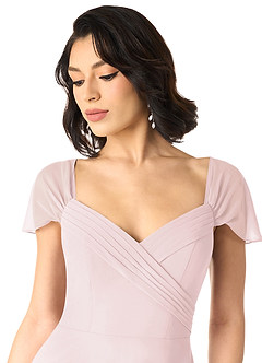 Azazie Tancie Bridesmaid Dresses Blushing Pink A-Line Off the Shoulder Chiffon Convertible Dress image4