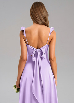 Azazie Everett Robes de demoiselle d'honneur Robe Trapèze en Satin extensible Lilas image7