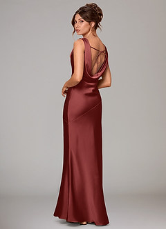 Azazie Rylina Bridesmaid Dresses Terracotta Mermaid Stretch Satin Dress image4