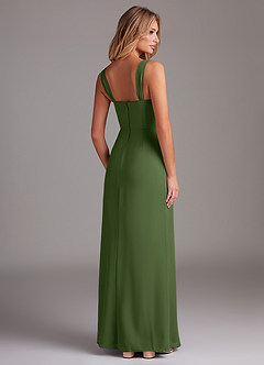 Azazie Denice Bridesmaid Dresses Olive Sheath Pleated Chiffon Dress image6