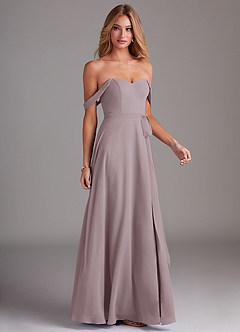 Azazie Aaron Bridesmaid Dresses Dusk A-Line Off the Shoulder Chiffon Convertible Dress image6