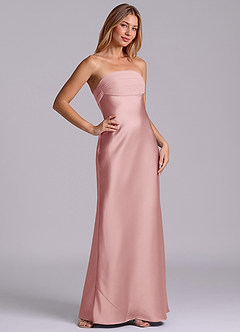 Azazie Ailanie Brudtärnklänningar Klä av Tubklänning i Stretch Satin Axelbandslös Dammig Ros image5