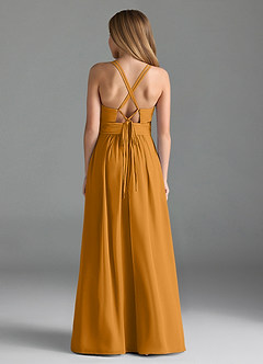 Azazie Farren Junior Butterscotch A-Line Pleated Chiffon Dress image2