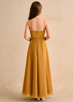 Azazie Twilight Dance Girls Formal Blumenmädchenkleider A-Linie Plissee Chiffon Kleid Butterscotch image2