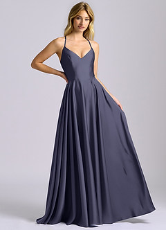 Azazie Truce Bridesmaid Dresses Stormy A-Line Stretch Satin Dress image6