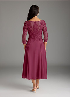 Azazie Marge Mother of the Bride Dresses Mulberry A-Line Scoop Lace Chiffon Dress image3