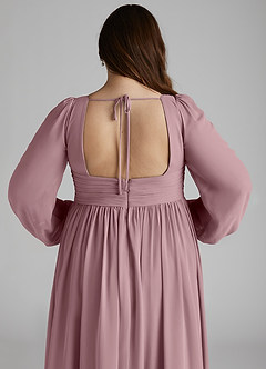 Azazie Norah Bridesmaid Dresses Dusty Rose A-Line V-Neck Long Sleeve Chiffon Dress image9