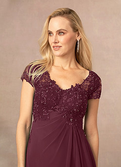 Azazie Jetta Final Sale Cabernet A-Line Sequins Chiffon Dress image4