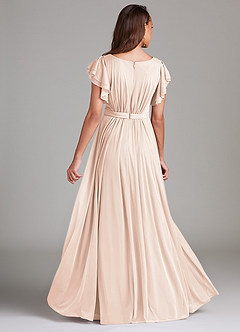 Azazie Daphne Modest Bridesmaid Dresses A-Line Ruched Mesh Floor-Length Dress image2