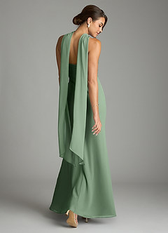 Azazie Saylor Vestidos de damas de honor Vestido de Matcha de Gasa de Corte Sirena con Sin tirantes image9