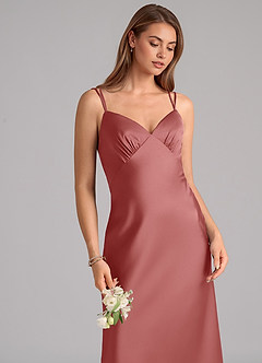 Azazie Suttona Brudtärnklänningar Klä av A-Linje i Stretch Satin Plisserad Antik Ros image7