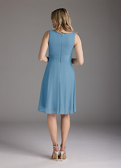 Azazie Sunny Mother of the Bride Dresses Steel Blue A-Line Pleated Mesh Dress image6