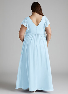 Azazie Zella Bridesmaid Dresses Sky Blue A-Line Lace Chiffon Dress image10