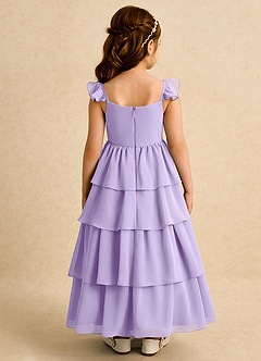 Azazie Boba vestidos de niña de las flores Vestido de Lila de Gasa de Corte En A con Escote Cuadrado image2
