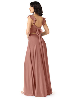 Azazie Everett Bridesmaid Dresses Cedar Rose A-Line V-neck Ruched Chiffon Dress image2
