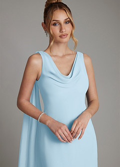Azazie Essence Bridesmaid Dresses Sky Blue Sheath Chiffon Dress image3