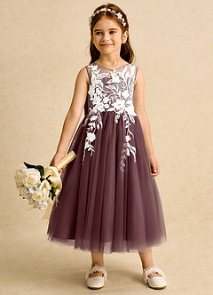 Azazie Sundae Flower Girl Dresses Sangria Ball-Gown Lace Dress image3