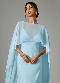 Azazie Stefania Bridesmaid Dresses Sky Blue A-Line Stretch Satin Dress image5