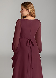 Azazie Leonia Junior Cabernet A-Line with Pockets Chiffon Dress image6