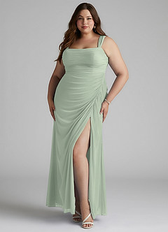 Azazie Jesaphine Bridesmaid Dresses Dusty Sage Sheath Ruched Mesh Dress image6
