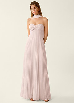 Clementine Powder Pink Chiffon 3D Flowers A-line Prom Dress image4