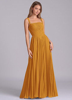 Azazie Mina Jurken voor bruidsmeisjes Jurk van Chiffon met A-Lijn Geplooid Boterbabbelaar image5