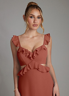 Azazie Malaya Bridesmaid Dresses Auburn A-Line Corset Chiffon Dress image3