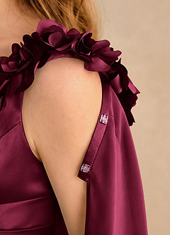 Azazie Rosita Girls Formal Flower Girl Dresses Burgundy A-Line Pleated Stretch Satin Dress image6