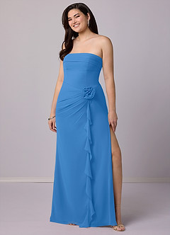 Barbie ♥ Azazie Bridesmaid Dresses Blue Jay Sheath Strapless Chiffon Convertible Dress image10