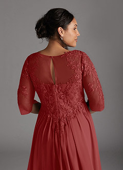 Azazie Mirielle Mother of the Bride Dresses Rust A-Line Scoop Lace Chiffon Dress image11