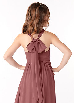 Azazie Jaylah Junior Amethyst A-Line Ruched Chiffon Dress image4
