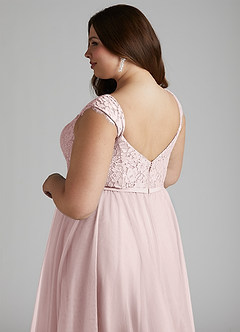 Azazie Luxi Robes de demoiselle d'honneur Robe Trapèze en Tulle Plissée Rose Pâle image11