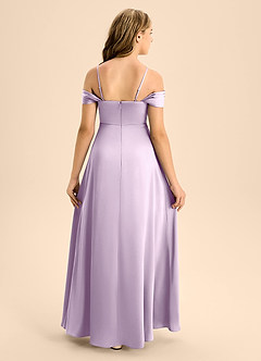 Azazie Anselie Junior Vestido de Lila Esmerilada de Satén Elástico de Corte En A con Vestidos sin tirantes image2