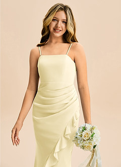 Azazie Buzzy Junior Robe Fourreau en Mousseline de soie Plissée Sorbet Citron image2