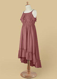 Azazie Karmen Flower Girl Dresses Desert Rose A-Line Ruched Chiffon Dress image11