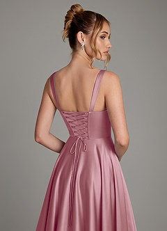 Azazie Azaria Bridesmaid Dresses Vintage Mauve A-Line Corset Stretch Satin Dress image2