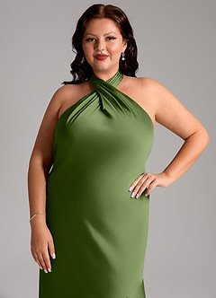 Azazie Lorena Bridesmaid Dresses Juniper Mermaid Pleated Stretch Satin Dress image12