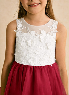 Azazie Lina Flower Girl Dresses Ivory Scarlet Ball-Gown Lace Dress image8