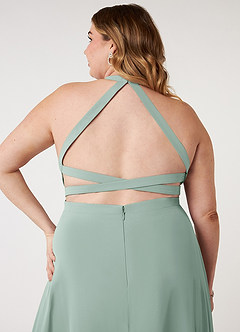 Azazie Clarice Bridesmaid Dresses Agave A-Line Halter Chiffon Dress image10