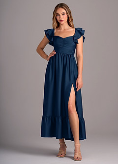 Azazie Anaya Bridesmaid Dresses Dark Navy A-Line Sweetheart Neckline Stretch Satin Convertible Dress image5